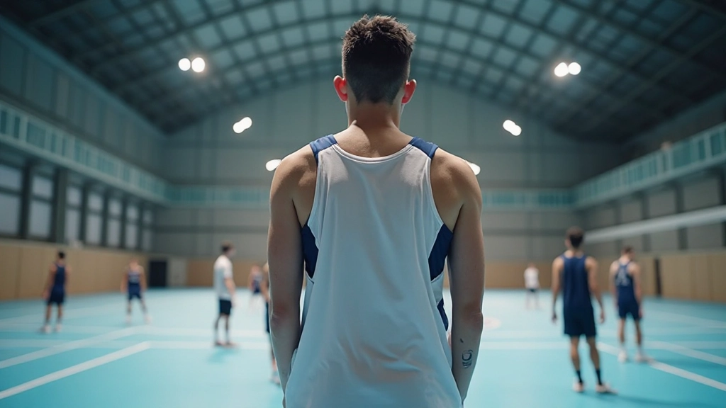 ملعب كرة يد حديث مع لاعبين يتدربون على المهارات الأساسية